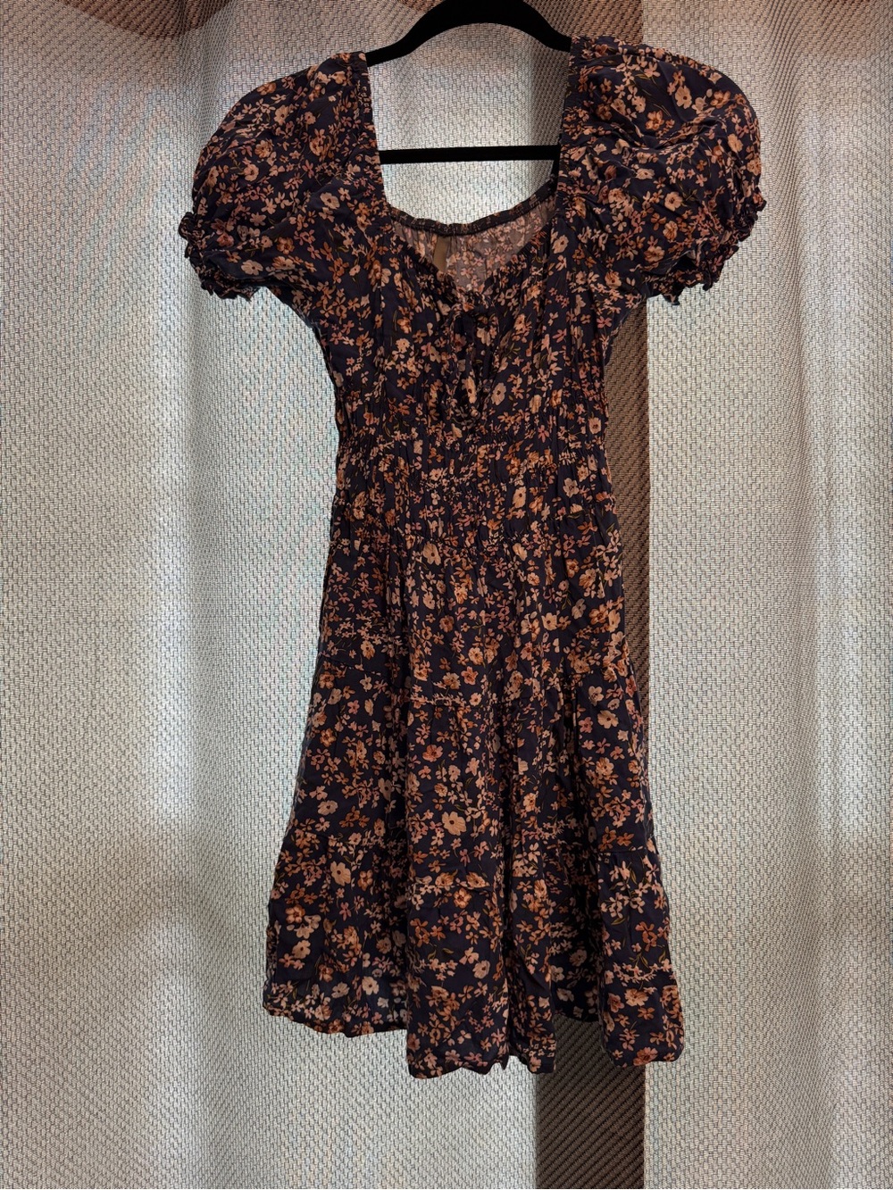Navy Blue Floral Mini Dress